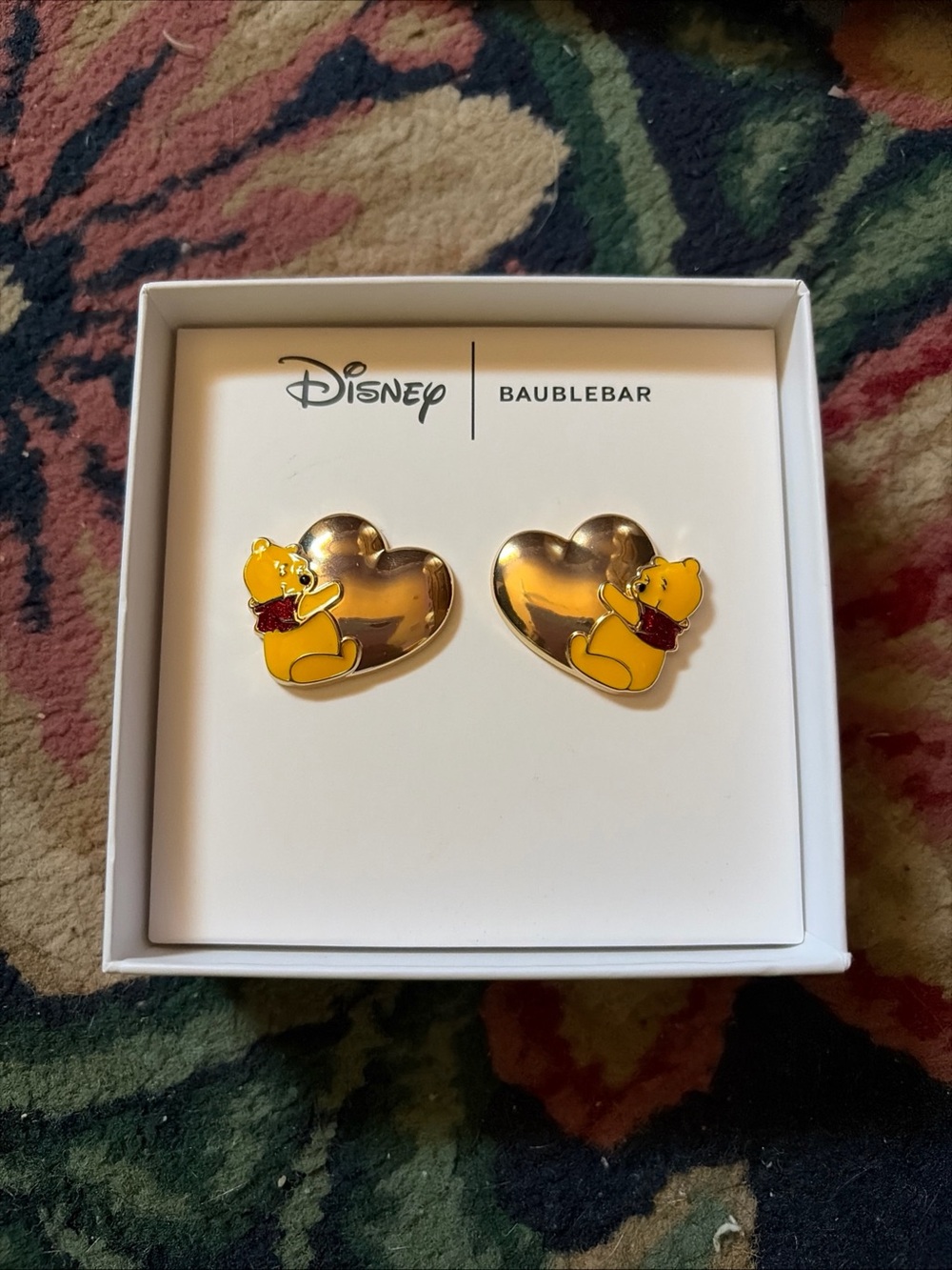 Disney x BaubleBar Winnie the Pooh Heart Stud Earrings - Gold & Yellow NWT